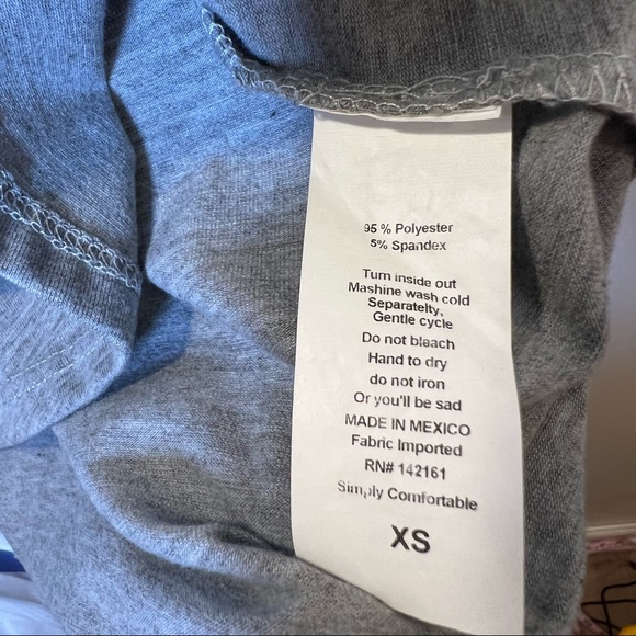 Lularoe Womens XS Tunic Ringer Shirt Top Heathered Gray w/ Navy Sparkle Sleeves - Picture 6 of 6